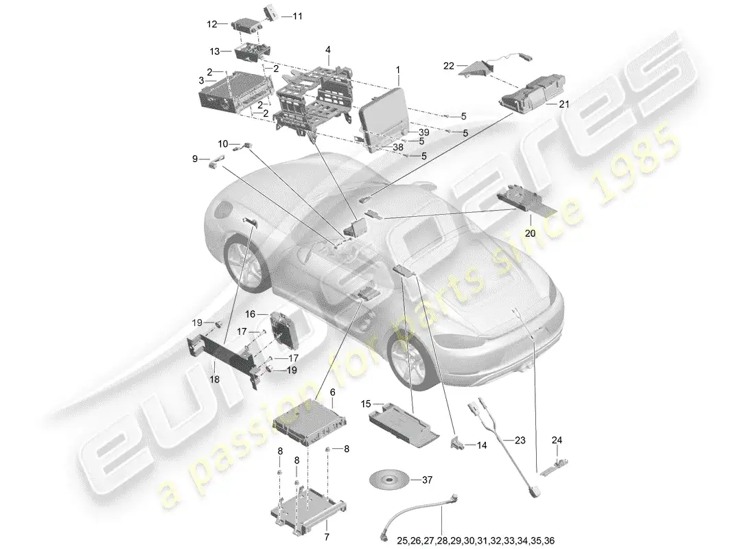 porsche 2018 (718 cayman) unidad operativa diagrama de piezas