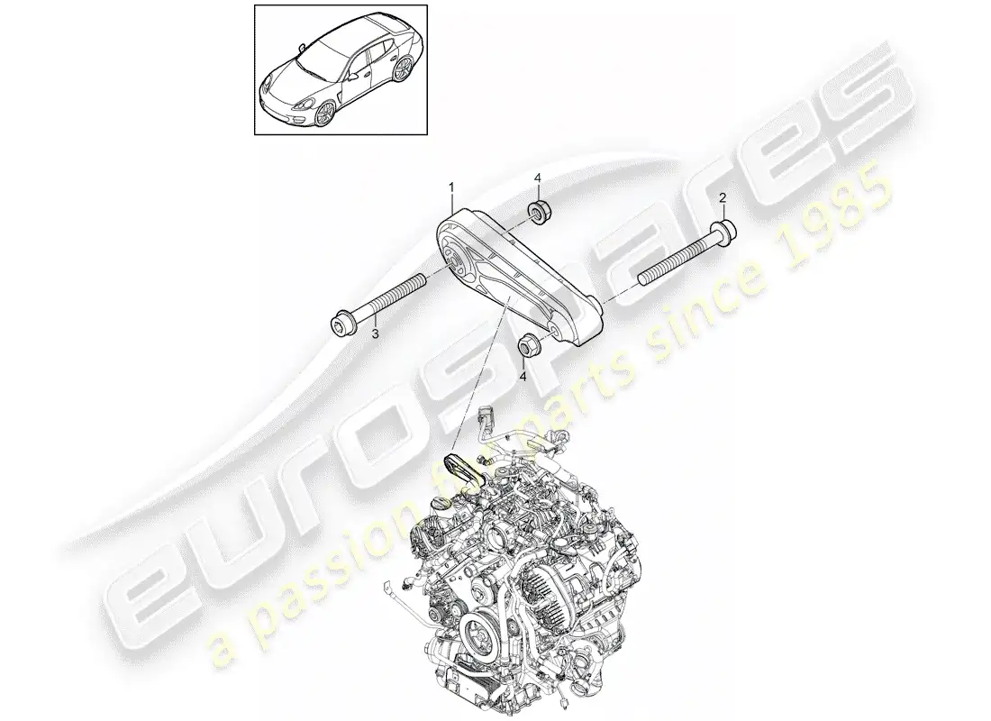 porsche 2016 (panamera 970) suspensión del motor diagrama de piezas