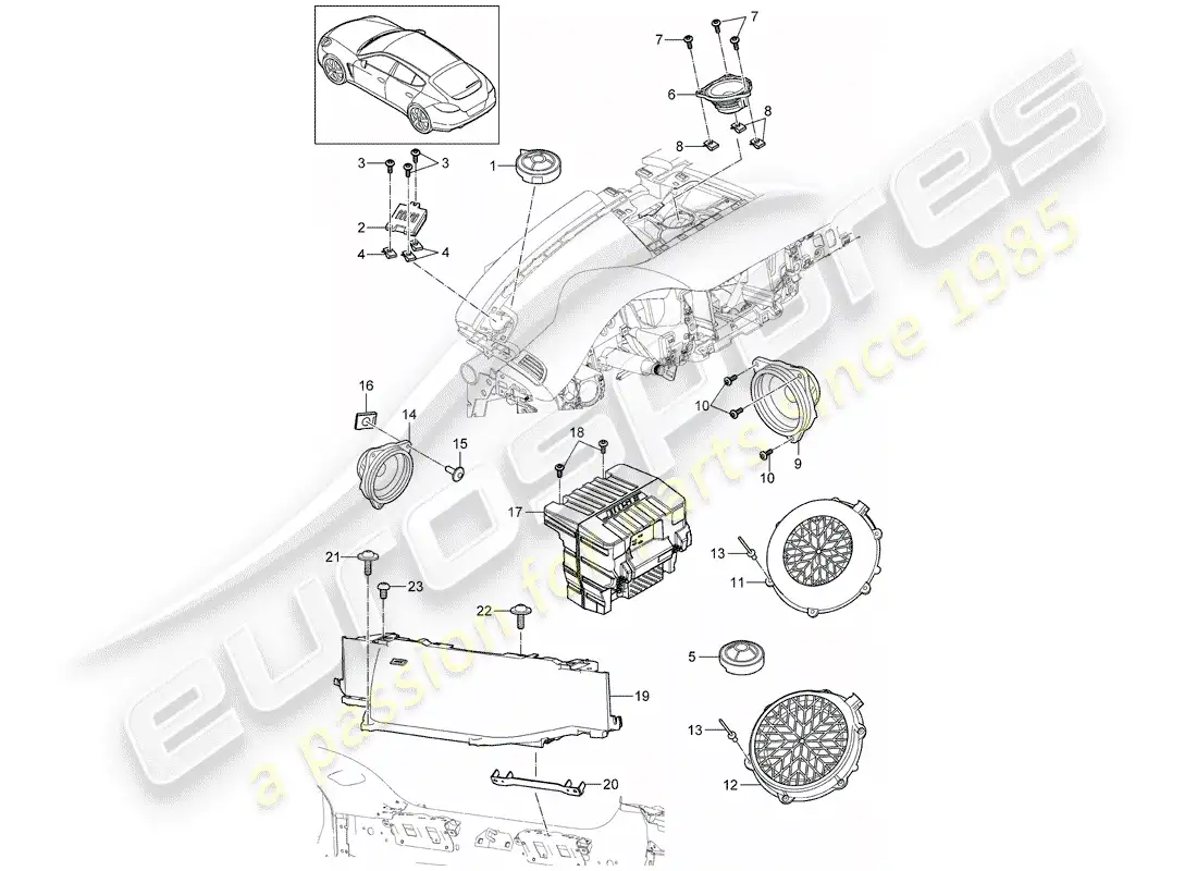 porsche 2016 (panamera 970) altoparlante diagrama de piezas