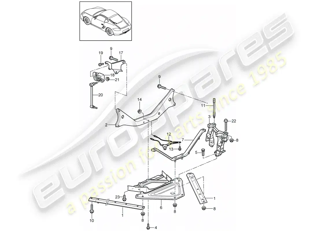 porsche 2010 (987 cayman) eje posterior diagrama de piezas