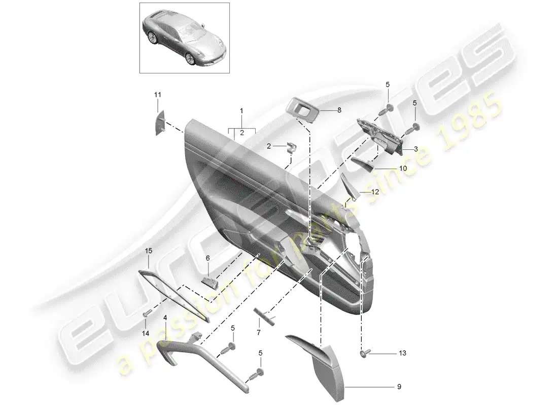 porsche 2017 (991-2) panel de la puerta diagrama de piezas