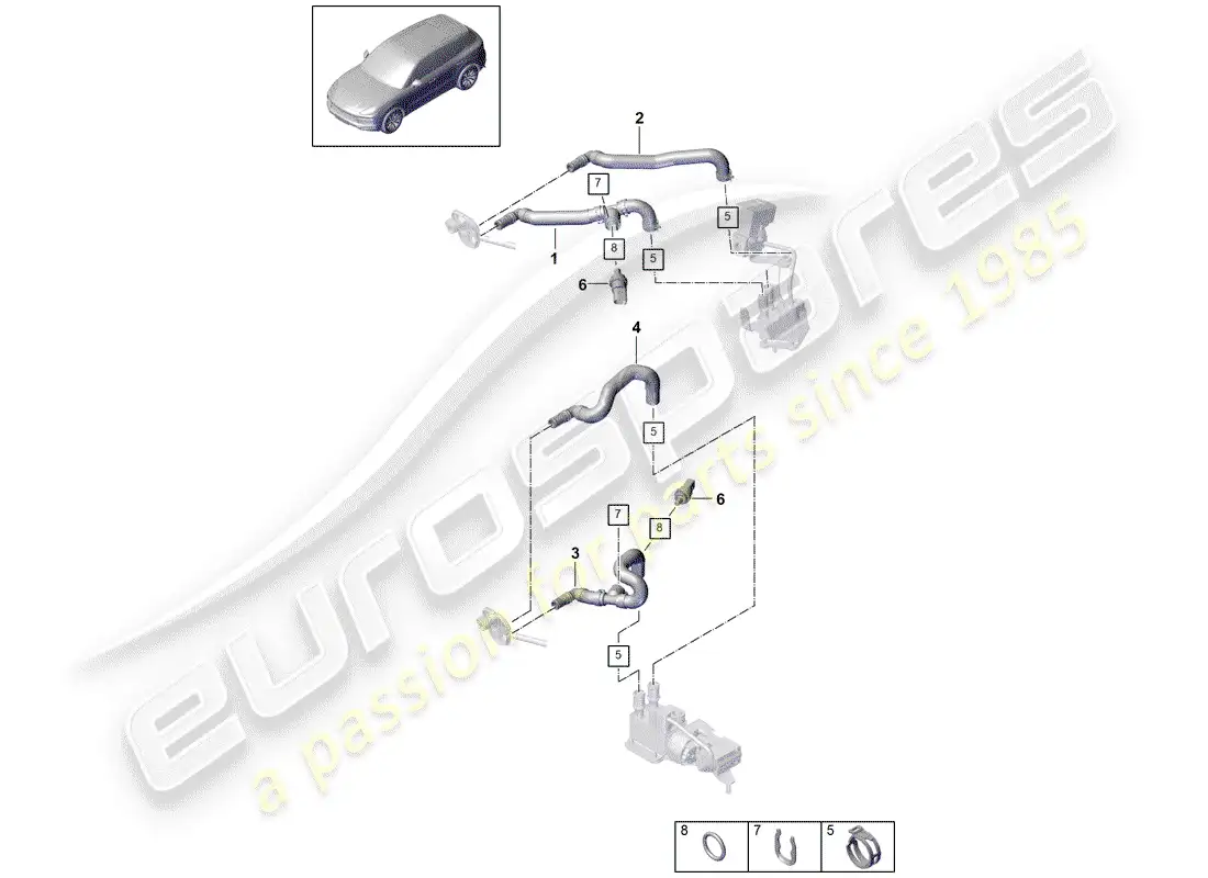 porsche 2020 (cayenne e3 9ya/9yb) calentador diagrama de piezas
