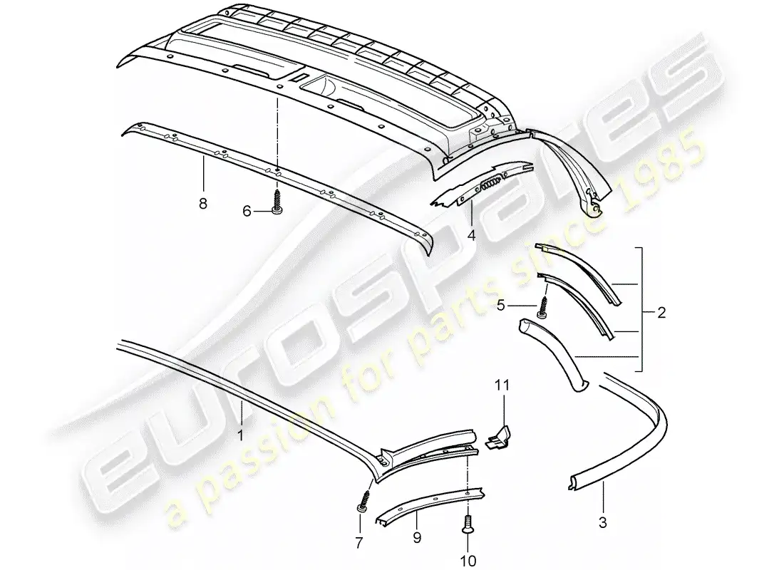 porsche 2012 (987 boxster) top convertible diagrama de piezas