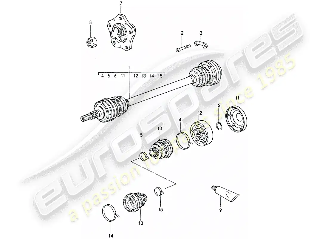 porsche 2002 (986 boxster) eje de transmisión - cubo de rueda diagrama de piezas