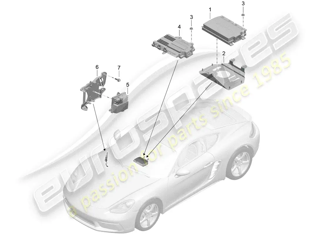 porsche 2019 (718 cayman) amplificador diagrama de piezas