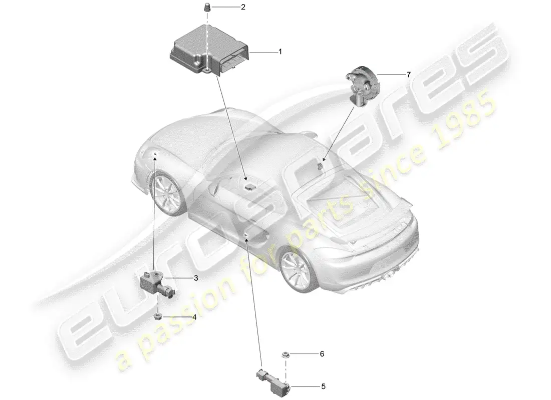 porsche 2016 (981 cayman gt4) módulo de control electrónico diagrama de piezas
