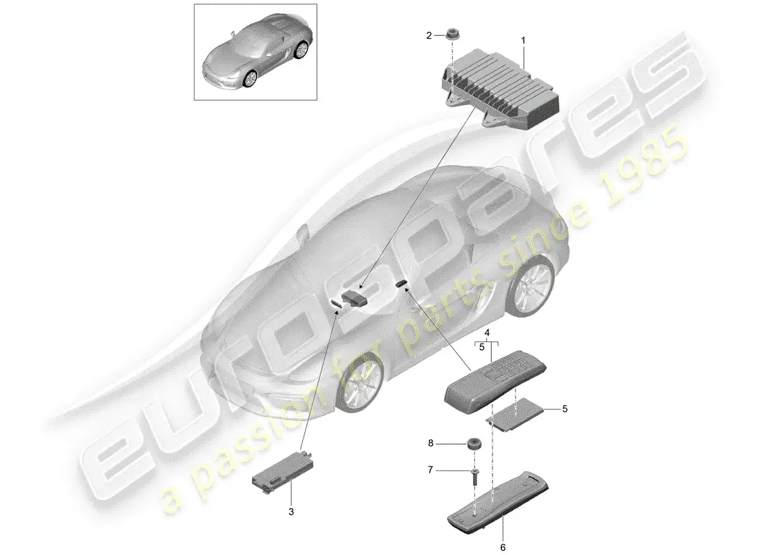 porsche 2016 (981 boxster spyder) amplificador diagrama de piezas