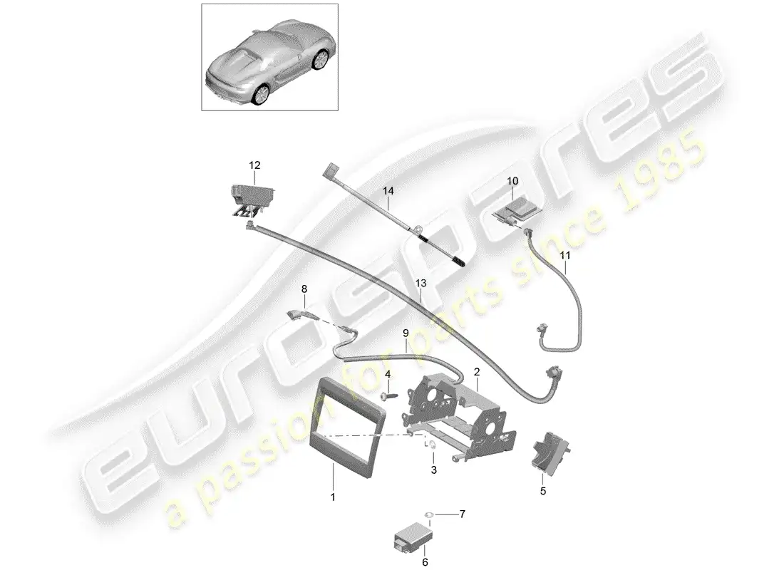 porsche 2016 (981 boxster spyder) preparación diagrama de piezas