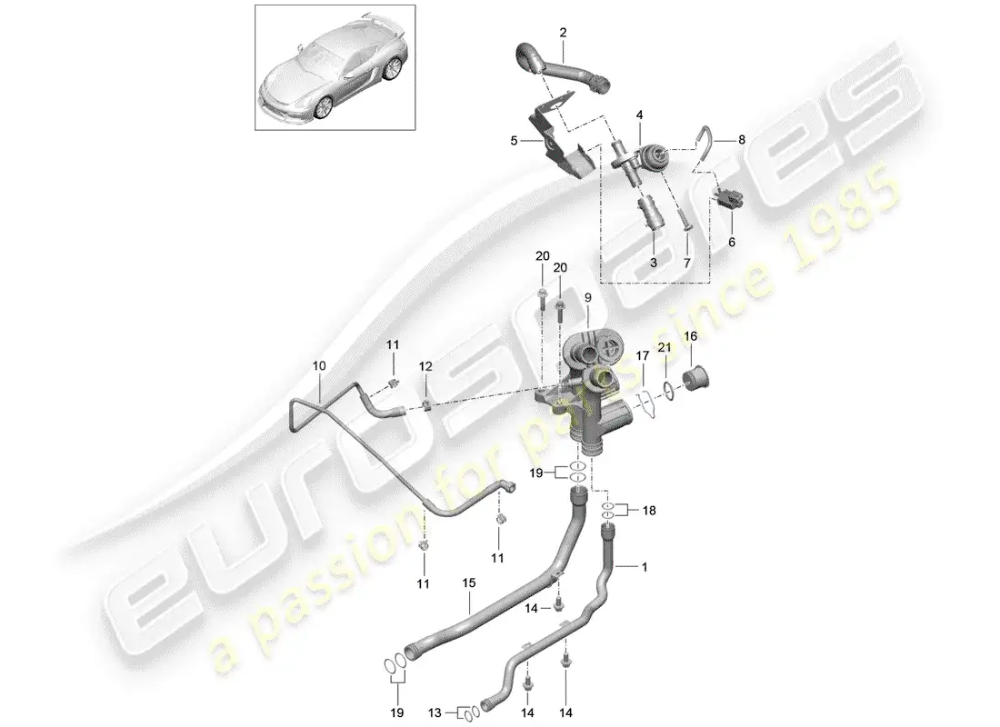 porsche 2016 (981 cayman gt4) conexión diagrama de piezas