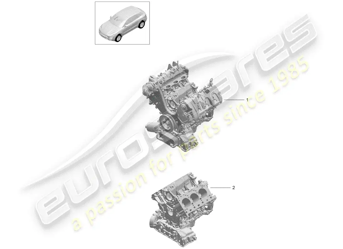 porsche 2017 (macan) bloque largo diagrama de piezas