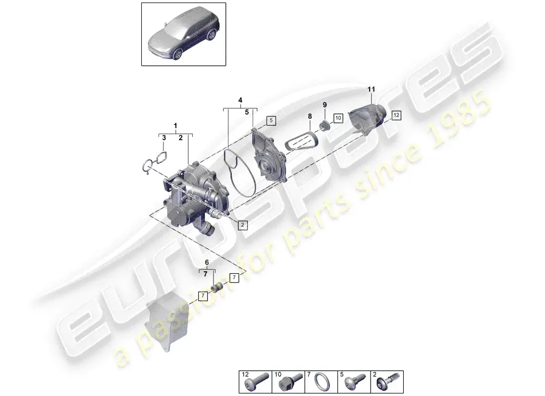 porsche 2020 (cayenne e3 9ya/9yb) thermostat diagrama de piezas