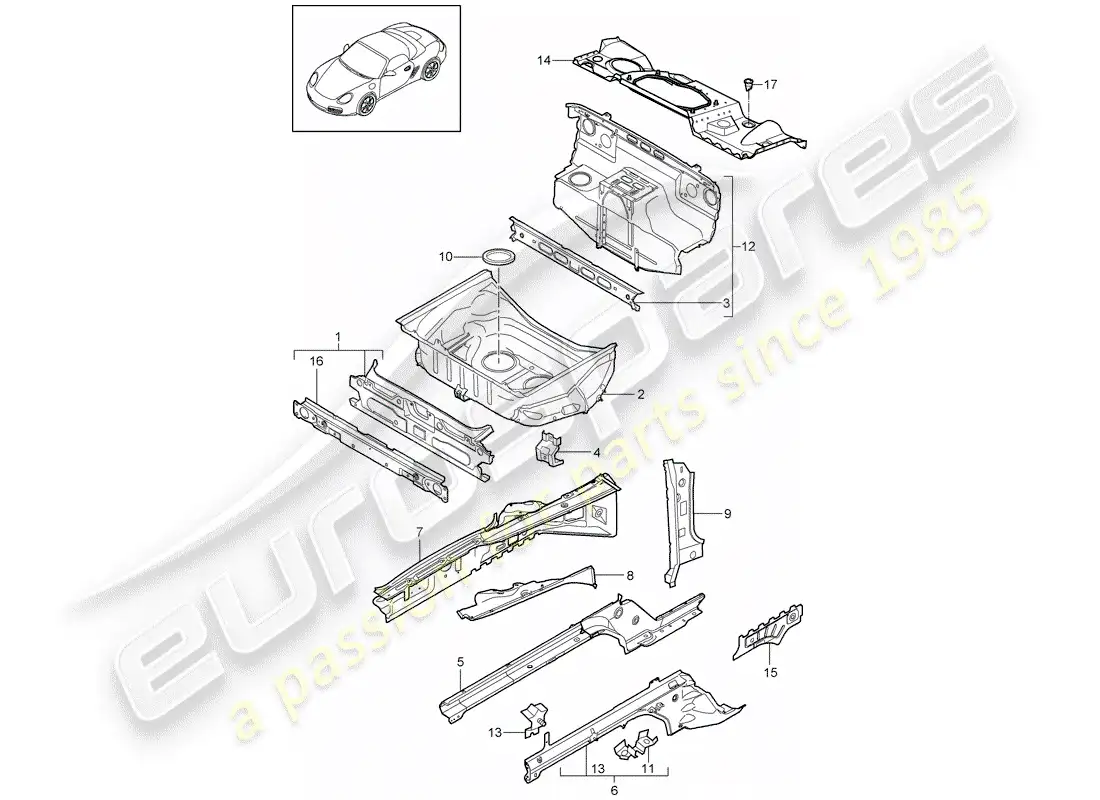 porsche 2009 (987 boxster) interfaz diagrama de piezas