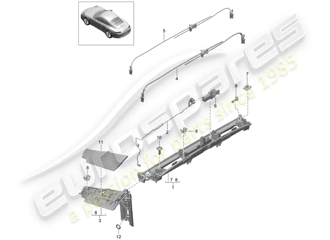 porsche 2012 (991-1) solapa diagrama de piezas