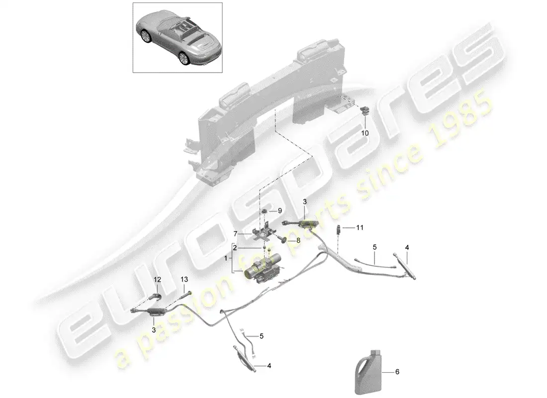 porsche 2012 (991-1) top convertible diagrama de piezas