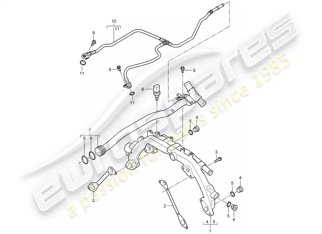 porsche 2010 (cayenne e1 9pa) water cooling 1 diagrama de piezas