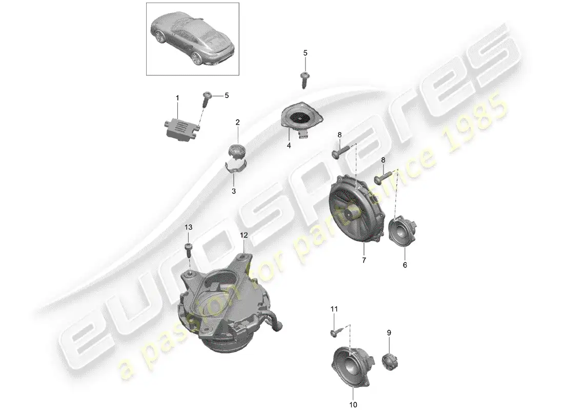 porsche 2016 (991-1 turbo) altoparlante diagrama de piezas