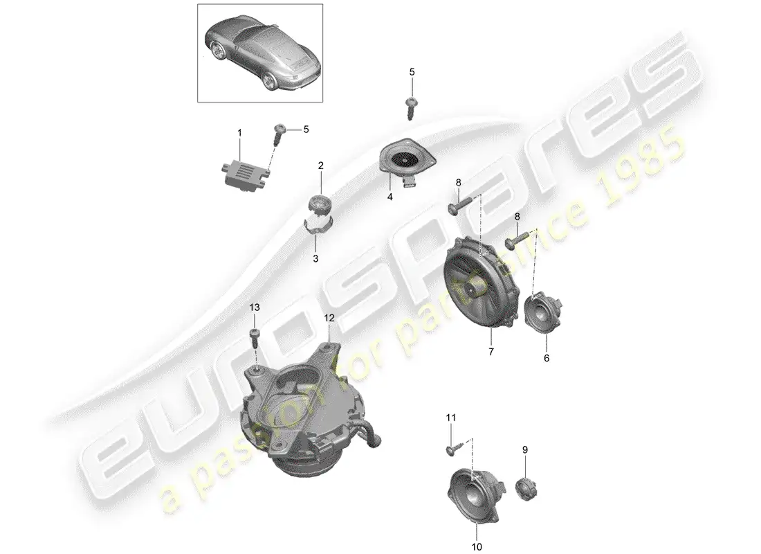 porsche 2013 (991-1) altoparlante diagrama de piezas
