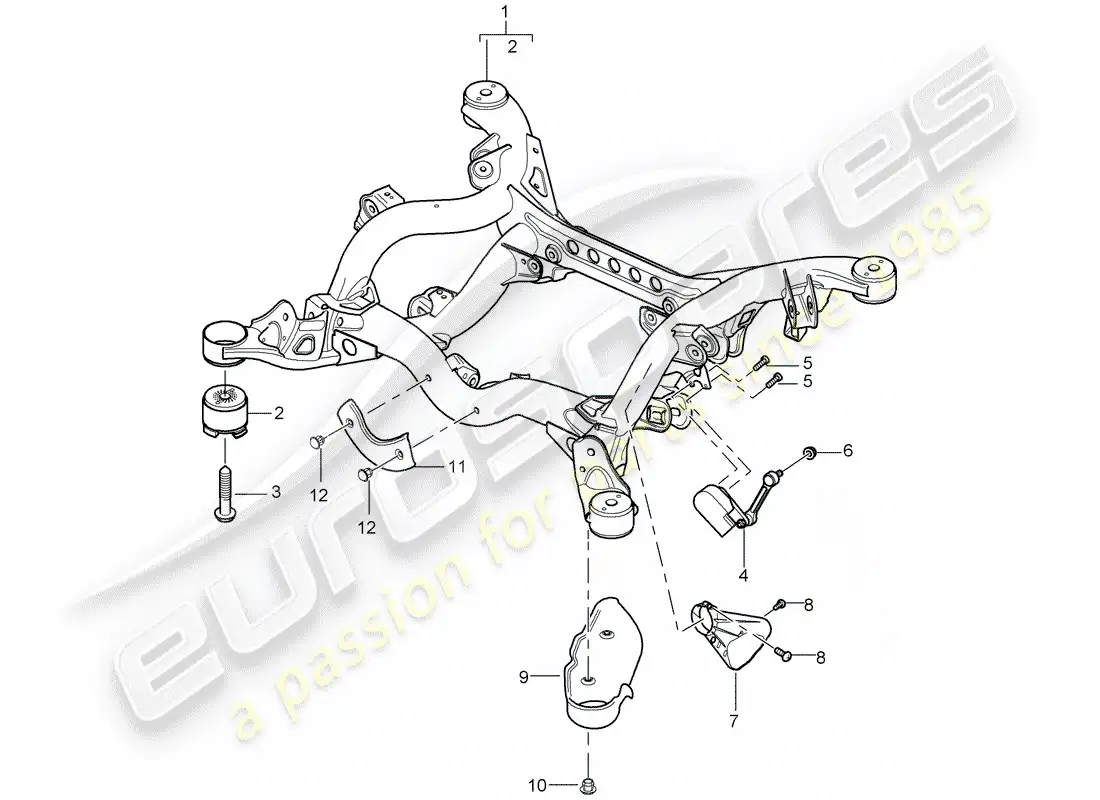porsche 2009 (cayenne e1 9pa) eje posterior diagrama de piezas