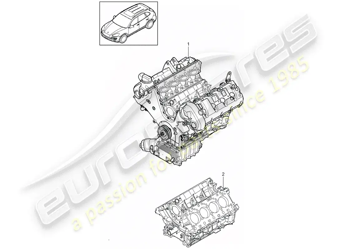 porsche 2009 (cayenne e1 9pa) bloque largo diagrama de piezas