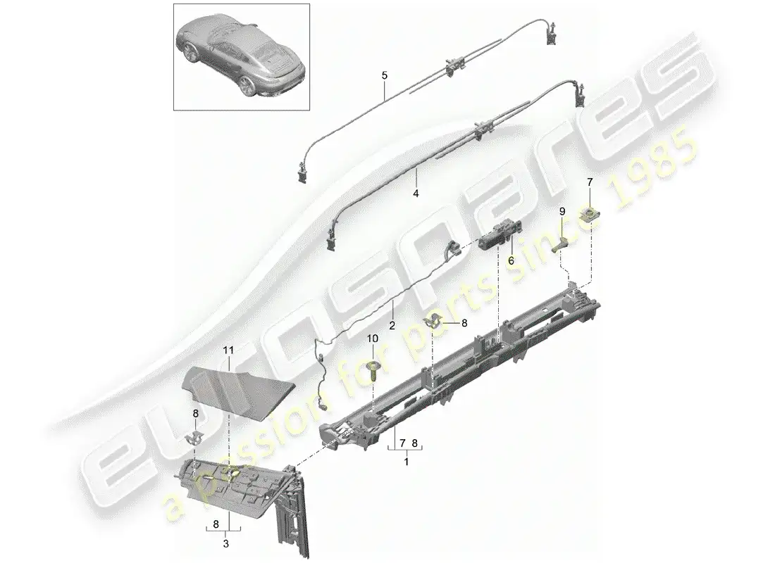 porsche 2016 (991-1 turbo) solapa diagrama de piezas