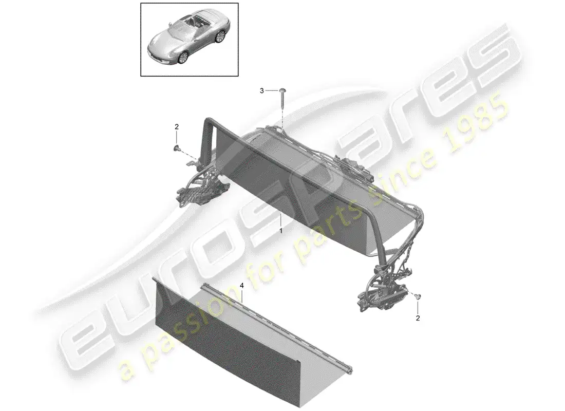 porsche 2017 (991-2) parabrisas diagrama de piezas