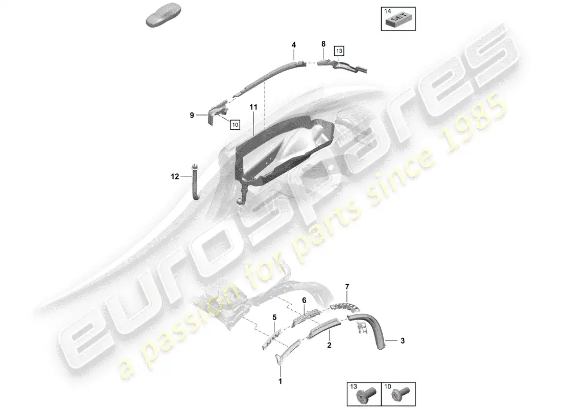 porsche 2019 (718 boxster spyder) top convertible diagrama de piezas
