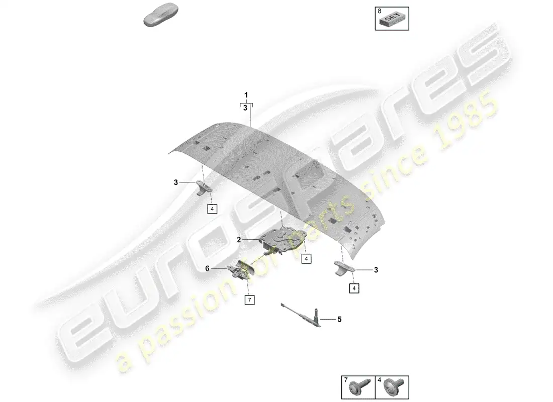 porsche 2019 (718 boxster spyder) marco superior diagrama de piezas