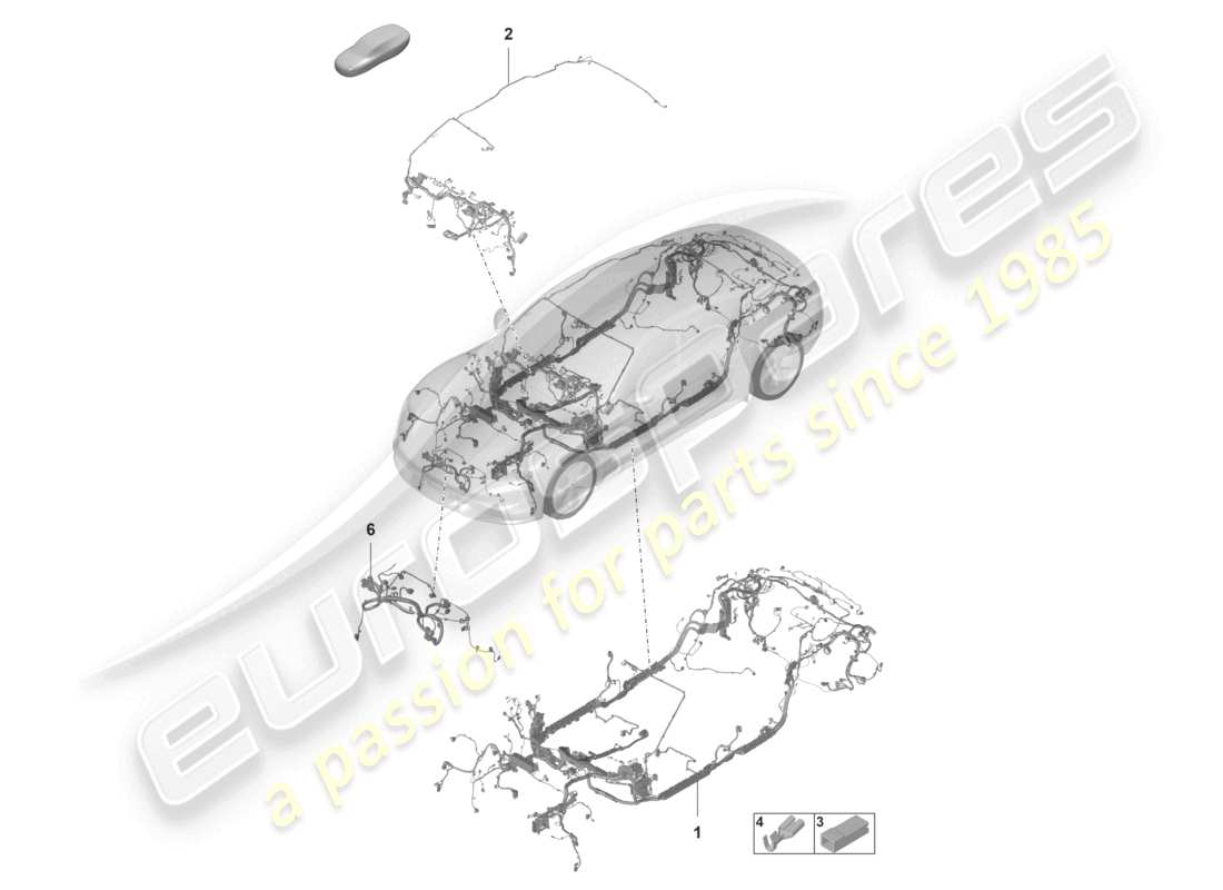 porsche 2021 (taycan 9j1-1) juego de cables tablero del habitáculo diagrama de piezas