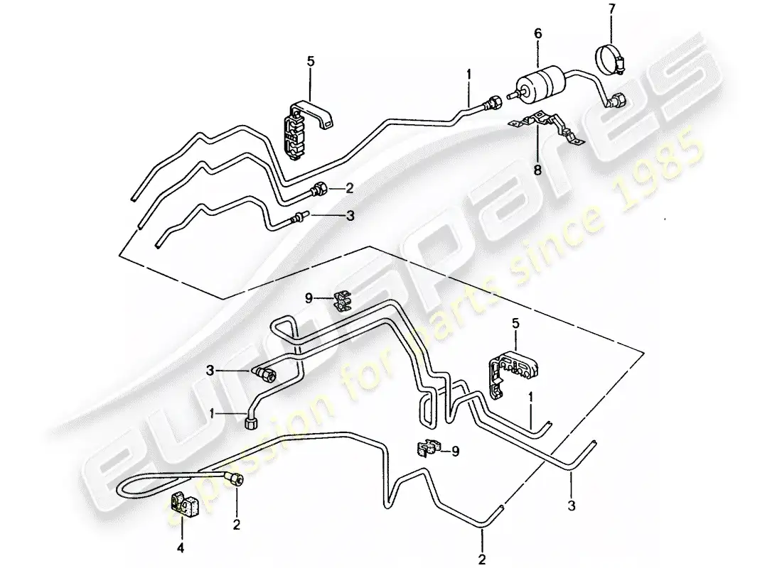 porsche 2001 (996) línea de combustible - sistema de suministro de combustible diagrama de piezas