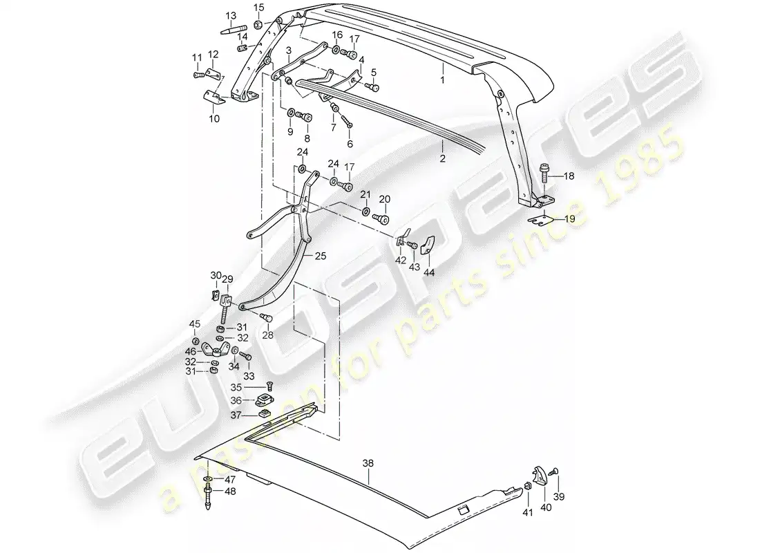 porsche 1994 (993) marco superior - piezas individuales diagrama de piezas