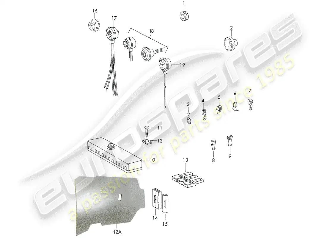 porsche 1969 (911/912) ojales - conector diagrama de piezas