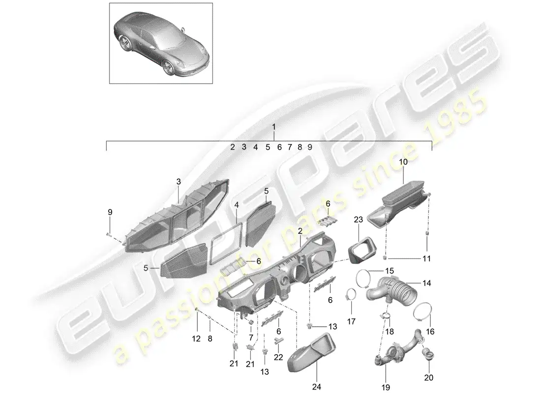 porsche 2015 (991-1) filtro de aire diagrama de piezas