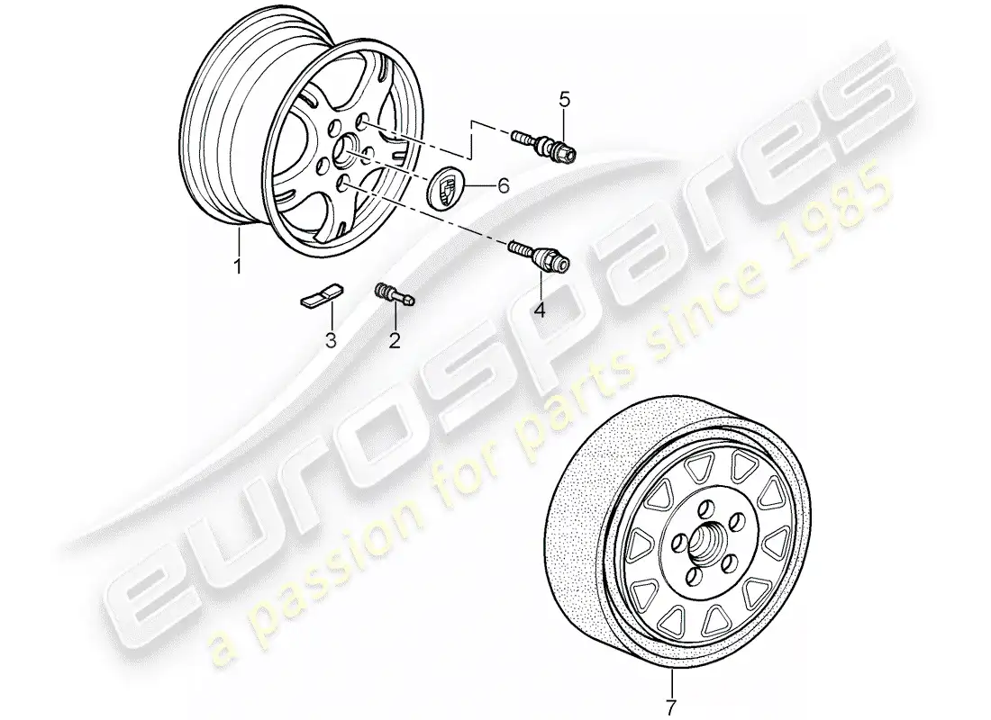porsche 2008 (987 cayman) ruedas diagrama de piezas