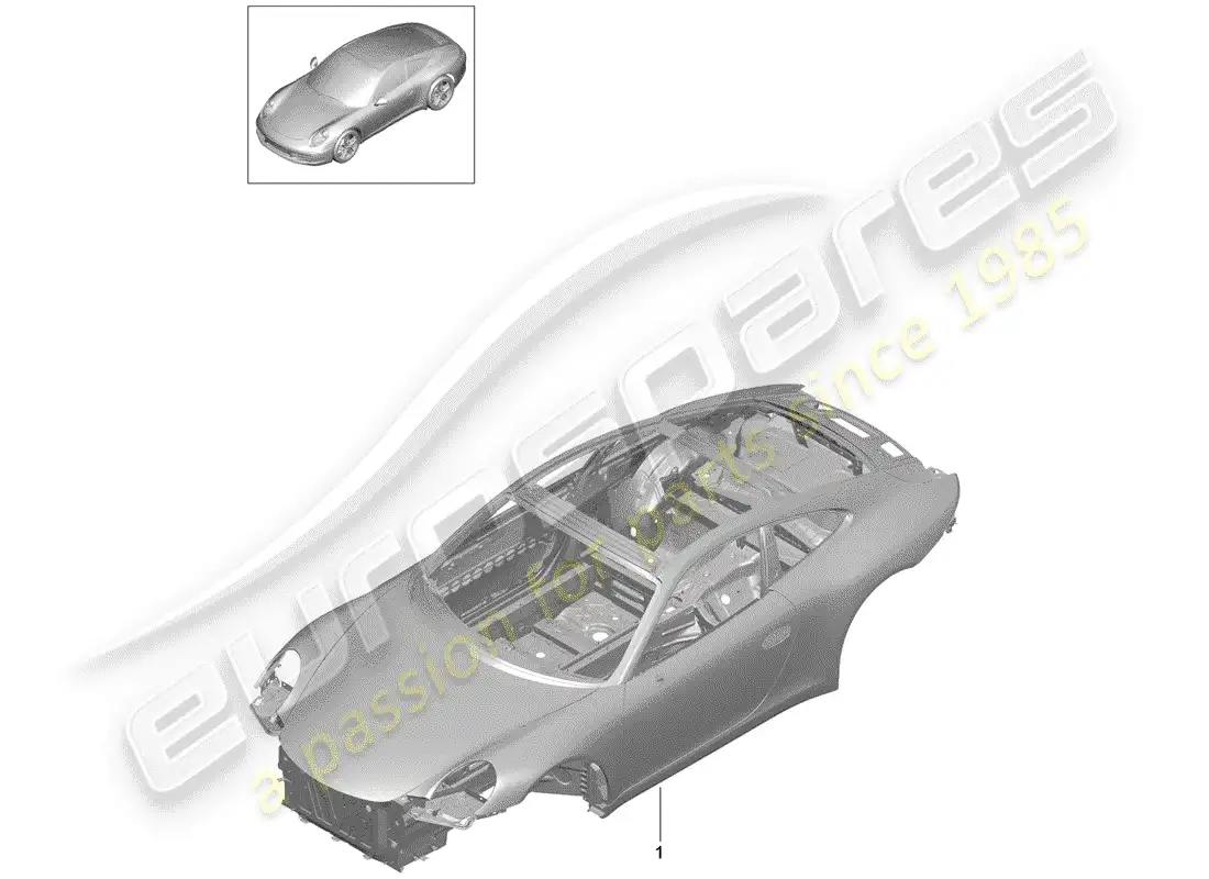 porsche 2015 (991-1) cuerpo del auto diagrama de piezas