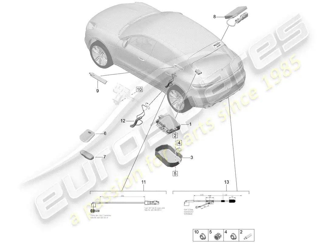 porsche 2019 (macan) piezas individuales diagrama de piezas