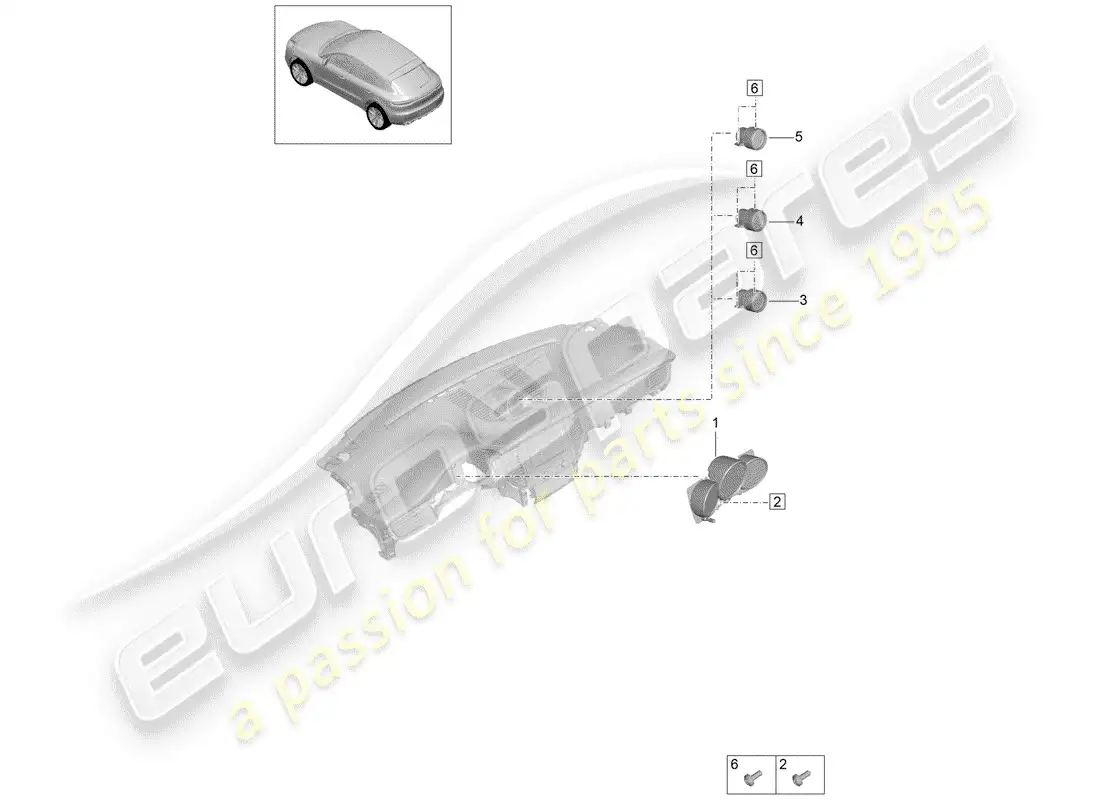 porsche 2020 (macan) combinación de instrumentos diagrama de piezas