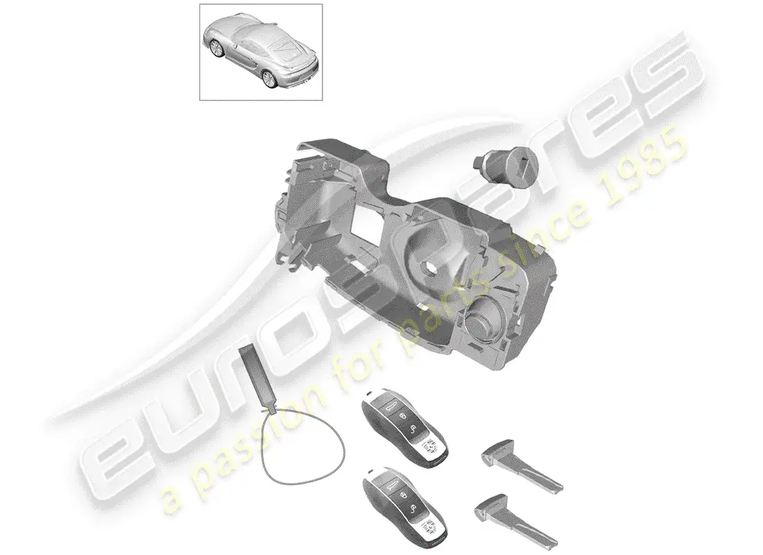porsche 2016 (981 cayman gt4) diagrama de piezas del kit de reparación