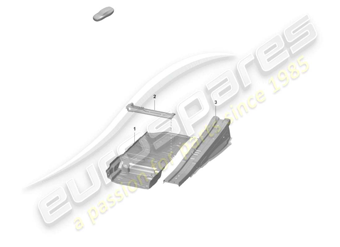 porsche 2021 (taycan 9j1-1) diagrama de piezas del túnel de soporte del asiento delantero de la placa inferior