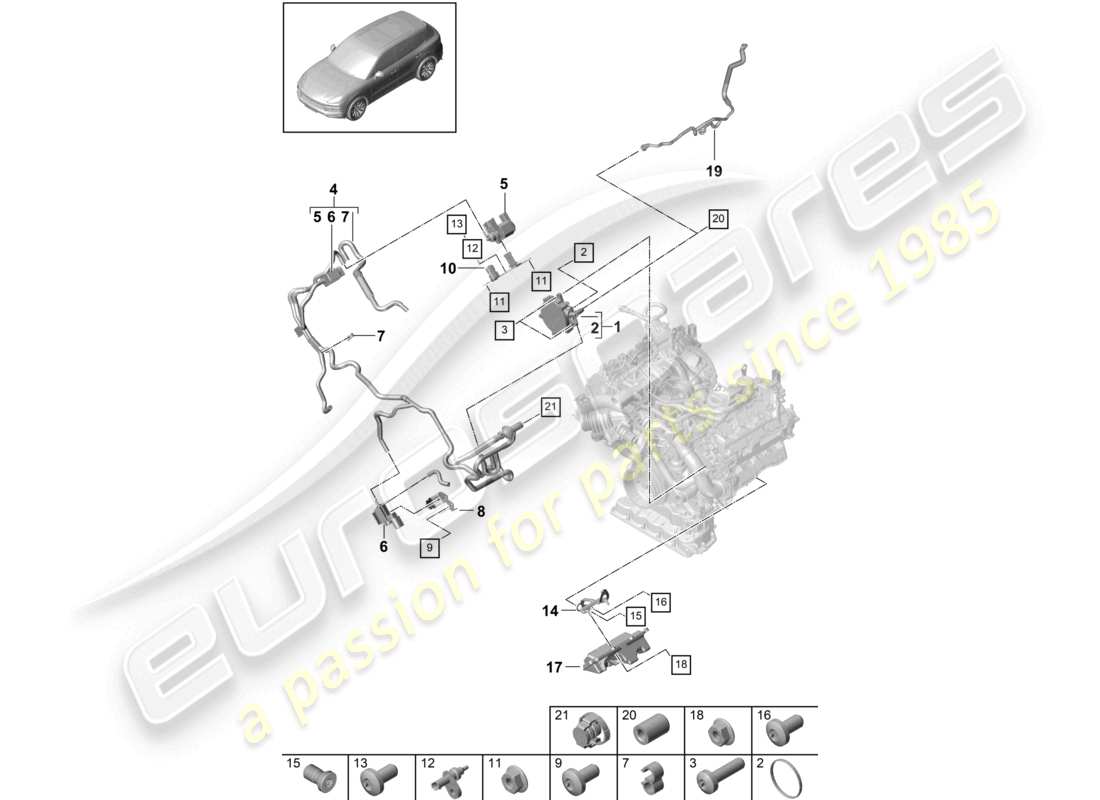 porsche 2024 (cayenne e3 9ya/9yb) diagrama de piezas de la bomba de vacío del sistema de vacío