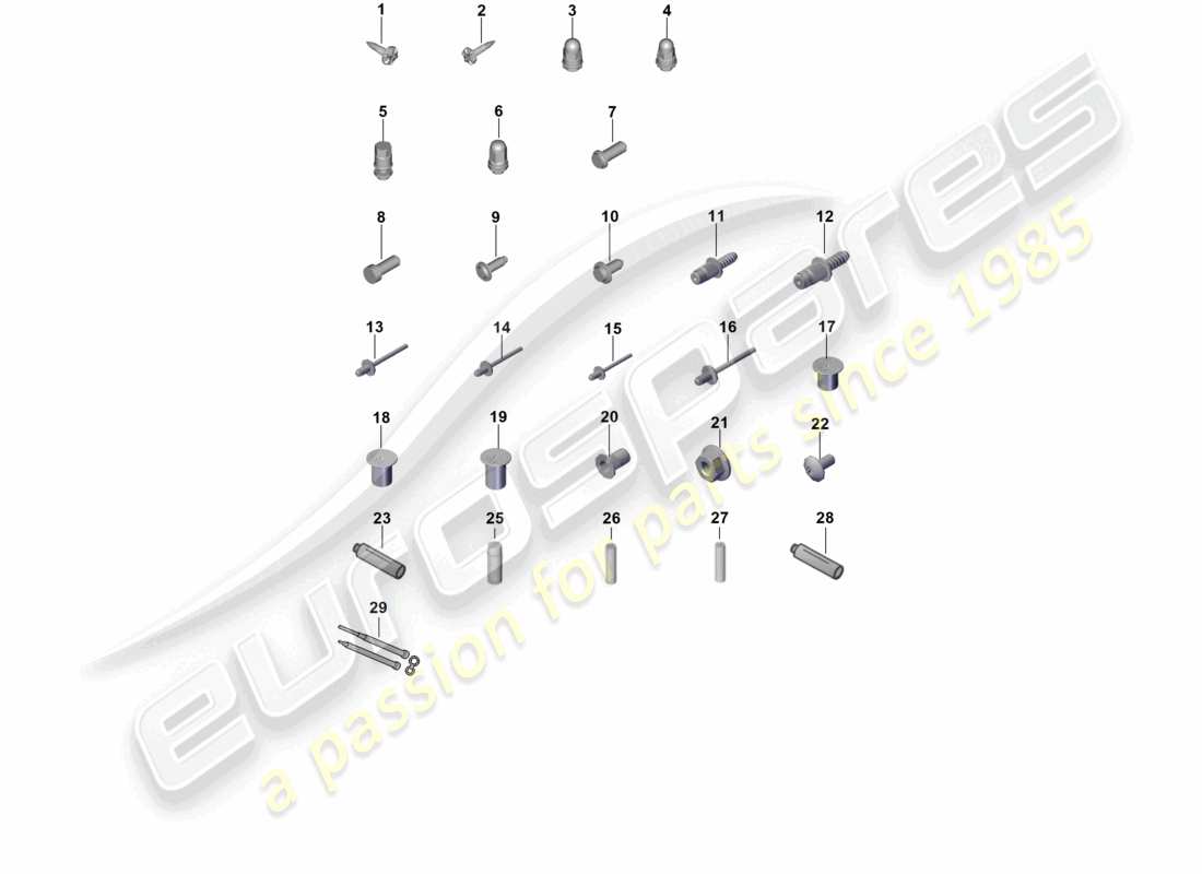 porsche 2023 (cayenne e3 9ya/9yb) diagrama de piezas de carrocería de automóvil con sujetadores