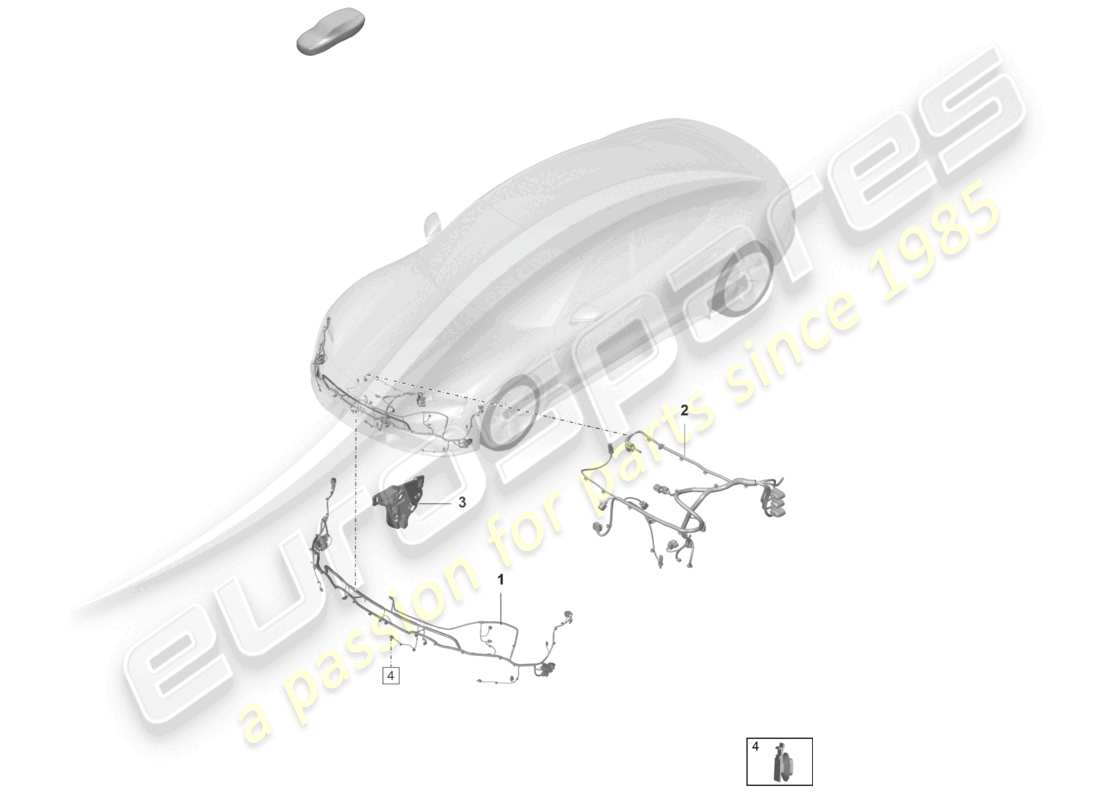 porsche 2021 (taycan 9j1-1) juego de cableado para parachoques juego de cableado para la parte delantera diagrama de piezas