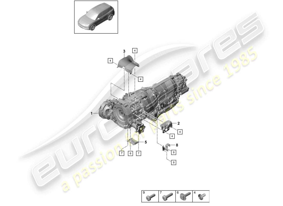 porsche 2024 (cayenne e3 9ya/9yb) motor eléctrico para vehículos con propulsión híbrida diagrama de piezas
