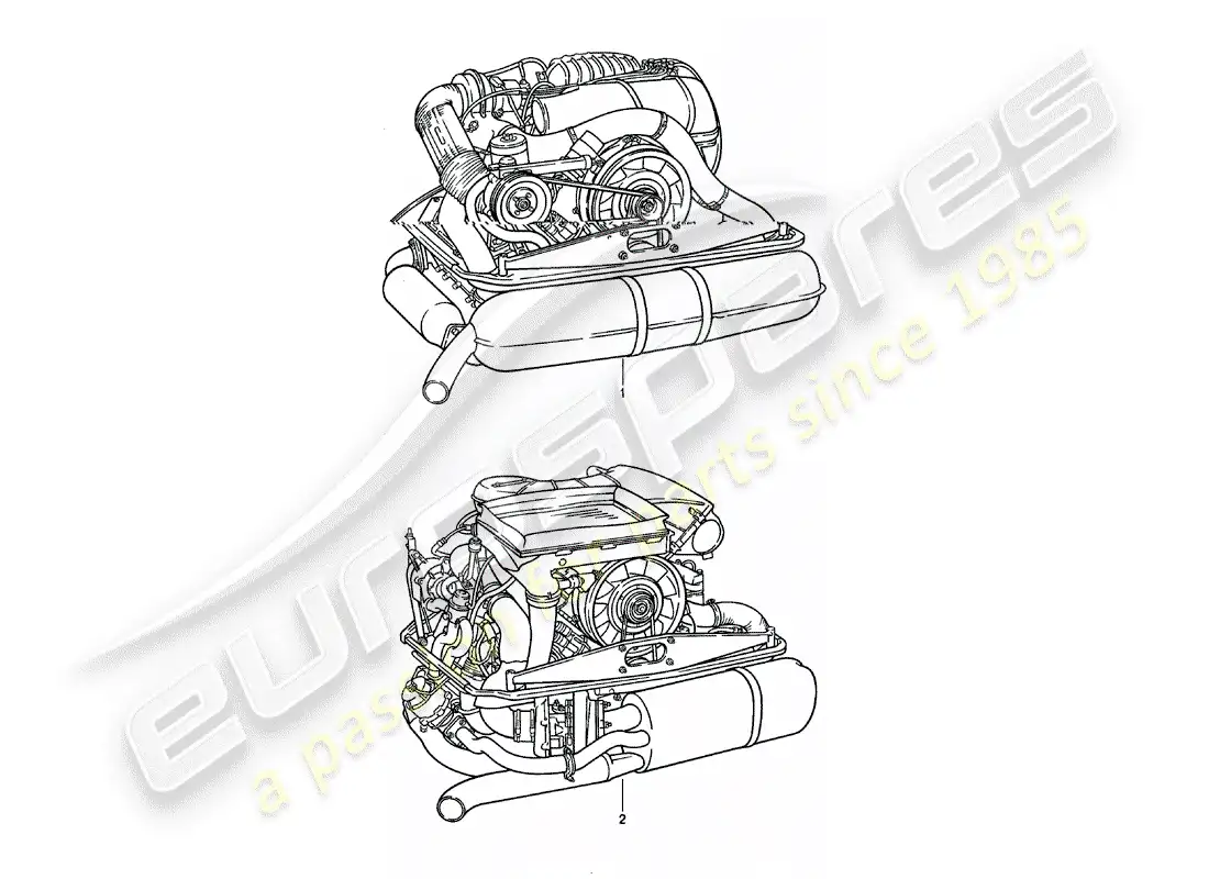 porsche 1980 (911) motor de repuesto diagrama de piezas