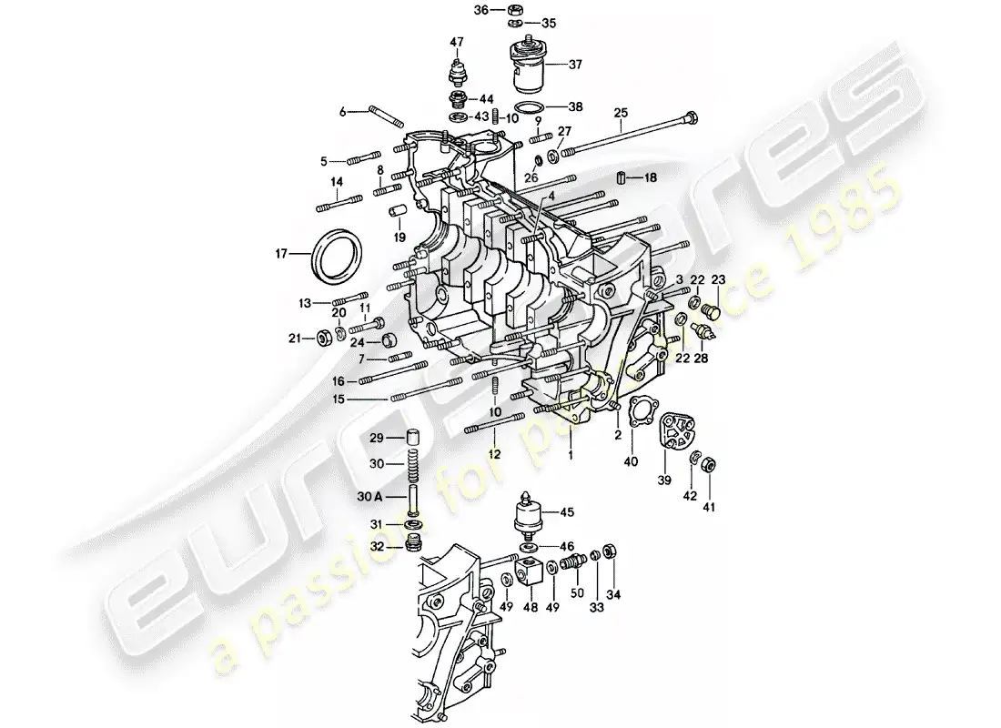porsche 1980 (911) crankcase diagrama de piezas