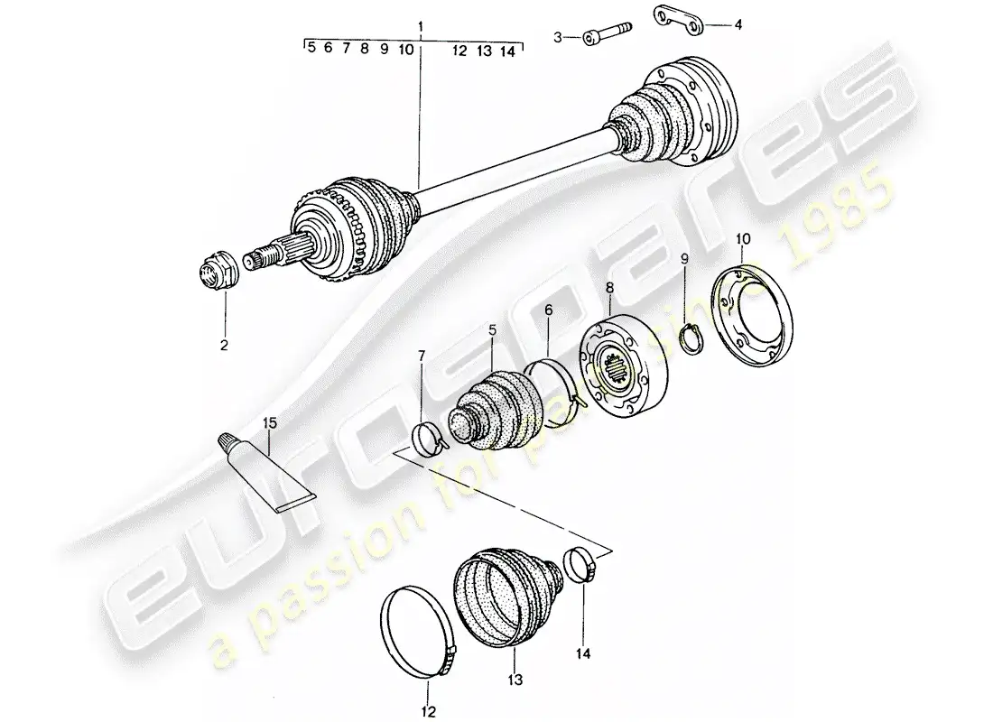porsche 1996 (993) eje de accionamiento diagrama de piezas