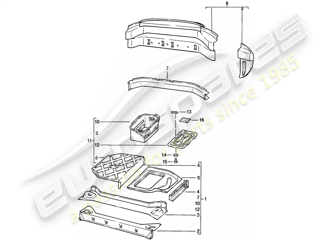 porsche 1979 (928) marco - extremo trasero diagrama de piezas