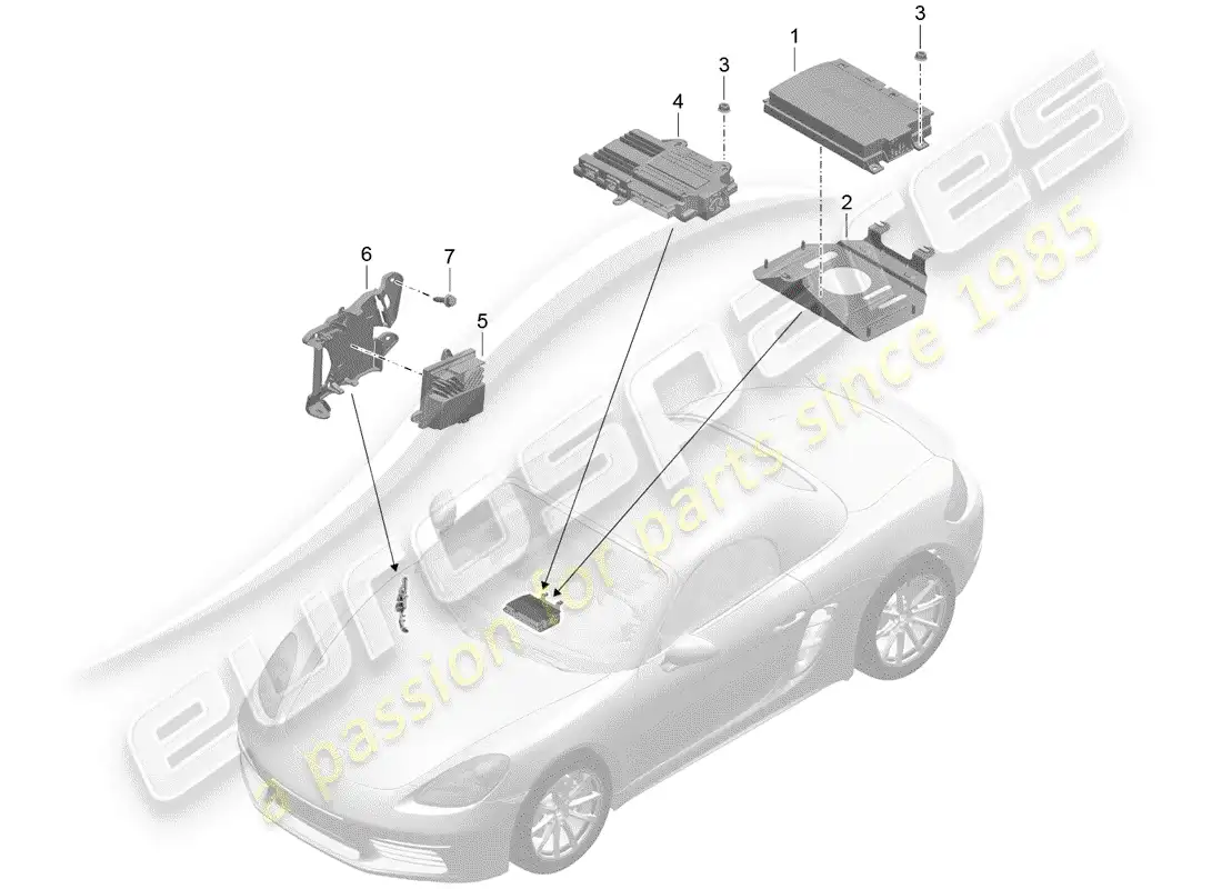porsche 2017 (718 boxster) amplificador diagrama de piezas