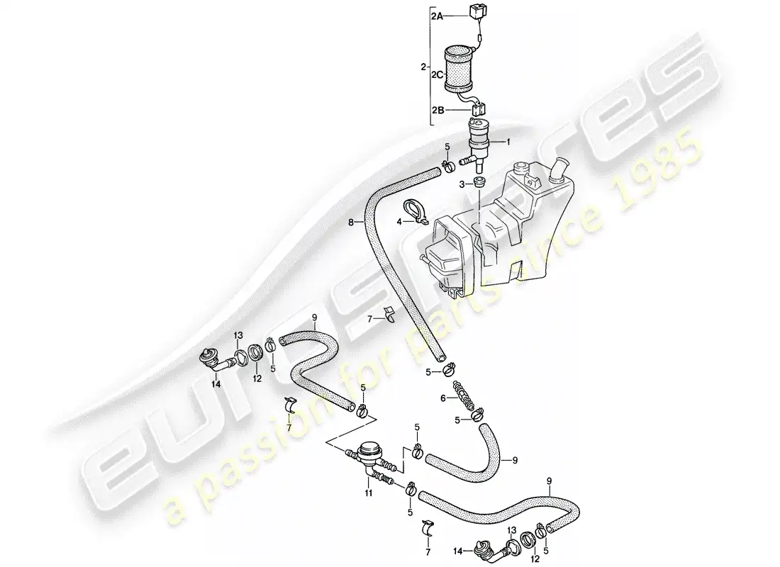 porsche 1989 (911) sistema arandela diagrama de piezas