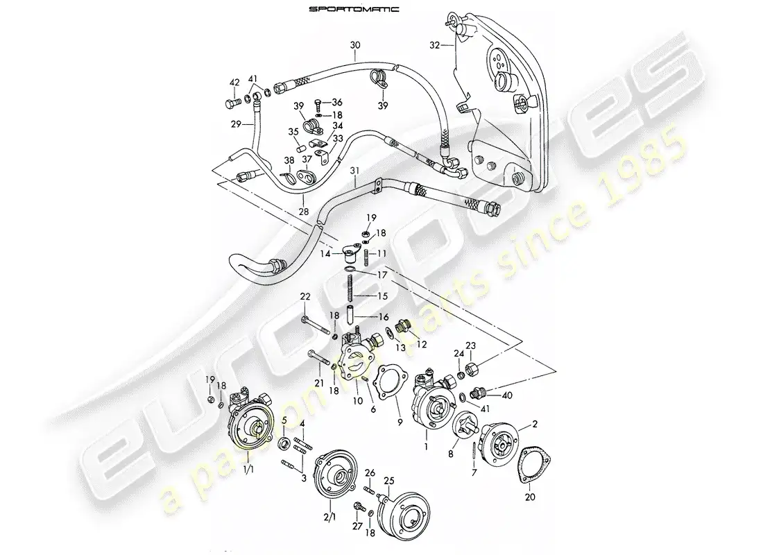 porsche 1969 (911/912) suministro de aceite - para - convertidor de par - sportomatic diagrama de piezas