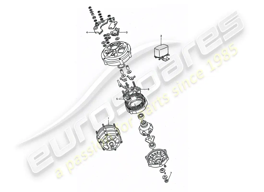 porsche 1977 (911 turbo) alternador diagrama de piezas